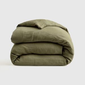 NWOT QUINCE Organic Airy Gauze Duvet Cover King/Cal King Olive 5578